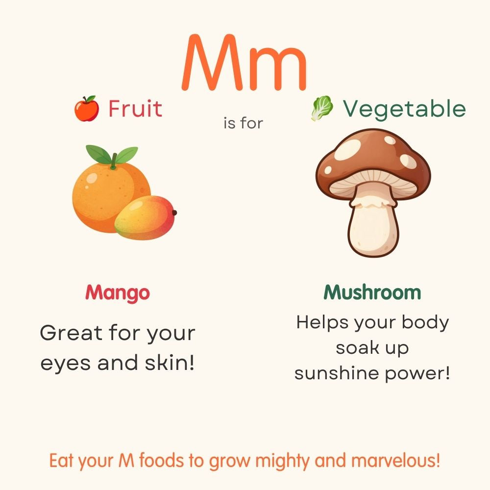 Tiny Tummies A to Z: Fruits & Veggies — Printable PDF (Instant Download)