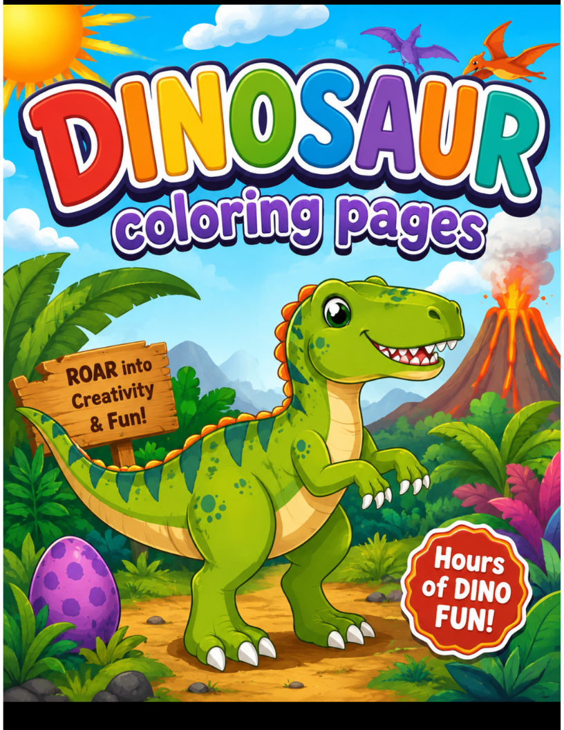 Dinosaur Coloring Book – Printable PDF (Instant Download)