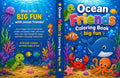 Ocean Friends Coloring Book cover - underwater scene with turtle, whale, octopus, crab, and starfish